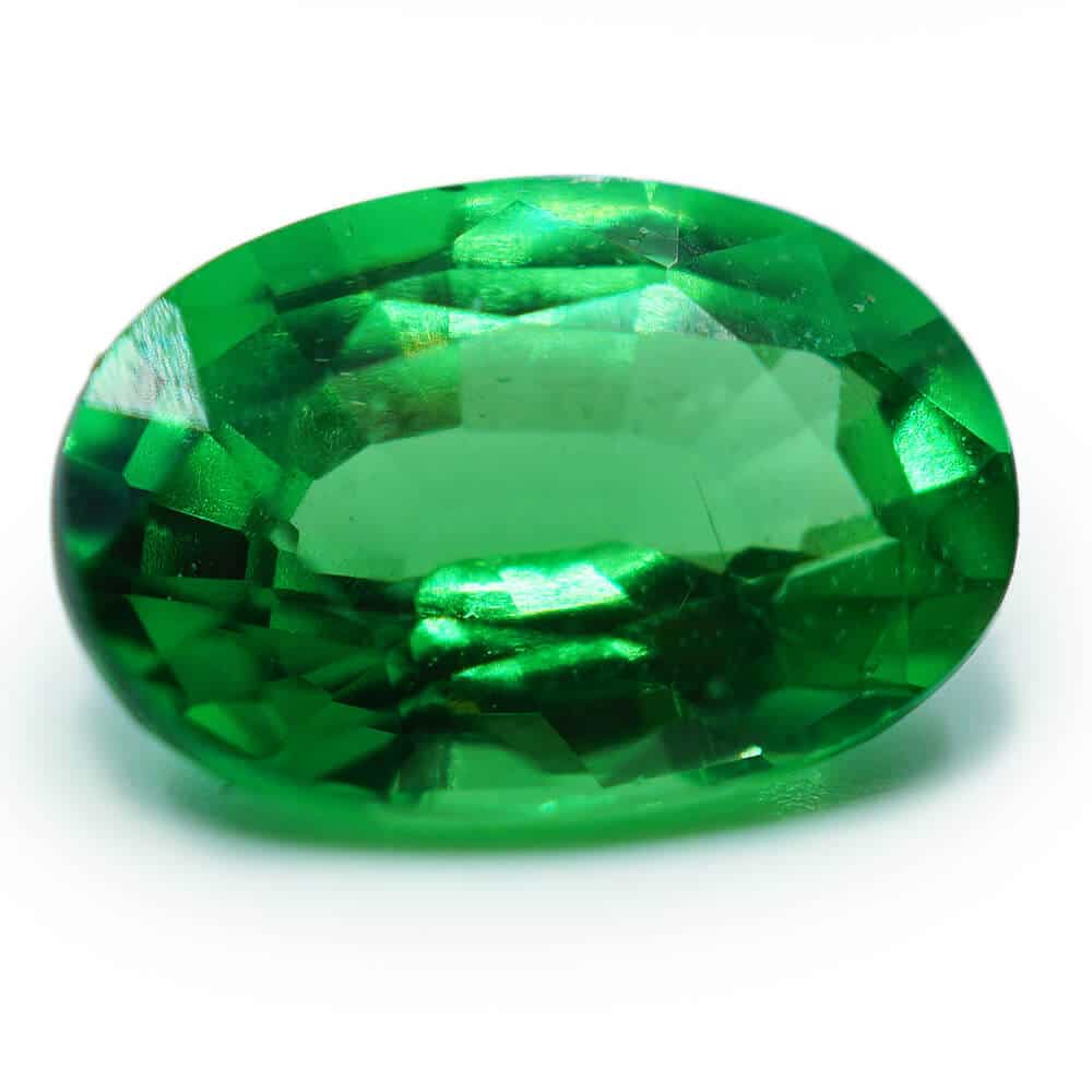 Light green cushion cut tsavorite