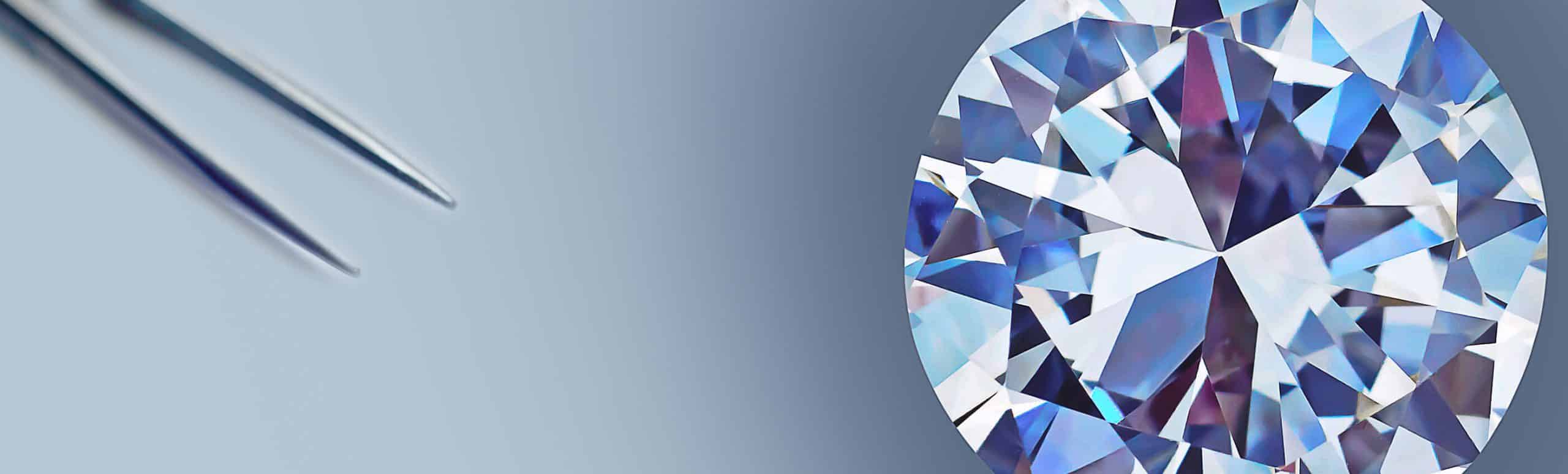 diamond facet image with tweezers