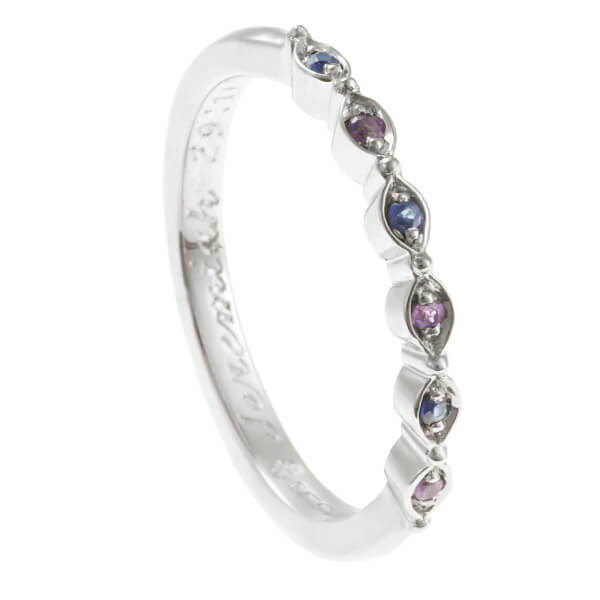 thin mixed gemstone set half eternity
