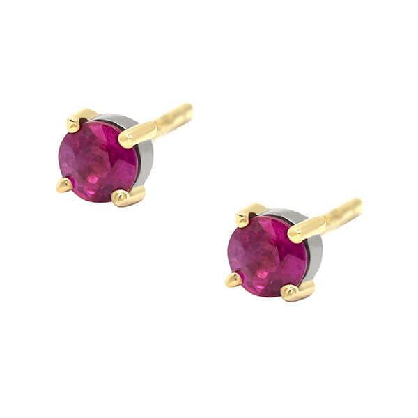 pair of simple ruby gold studs